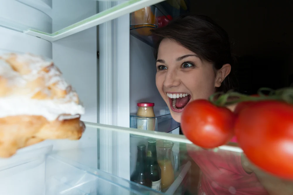 Greedy happy woman found her delicious cake 1