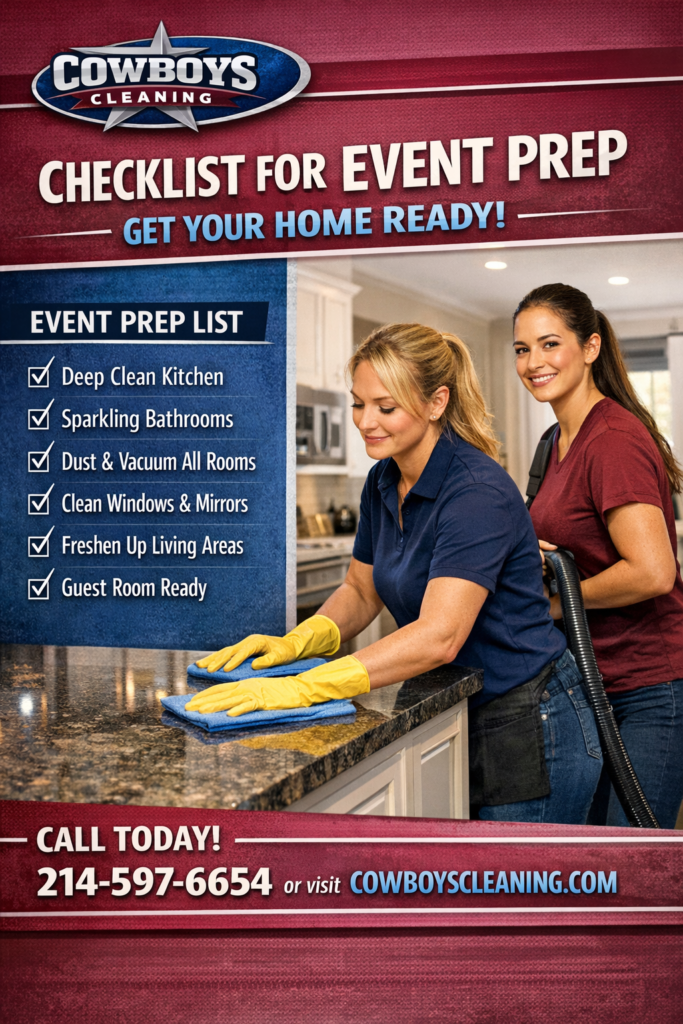 Event prep checklist for a clean home