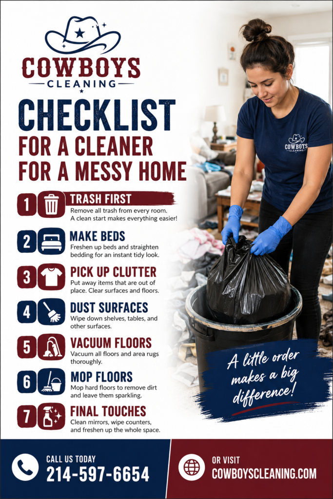 COWBOYS check list for a cleaner for a messy home