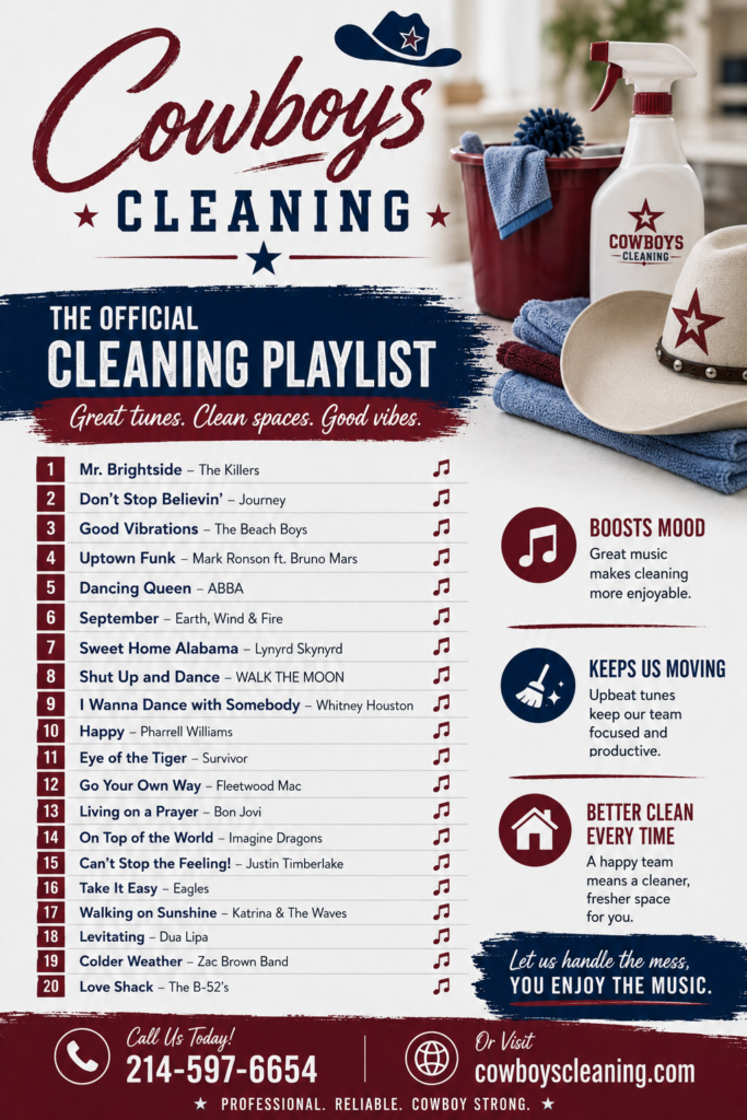 COWBOYS FLYER cleaning music playlist