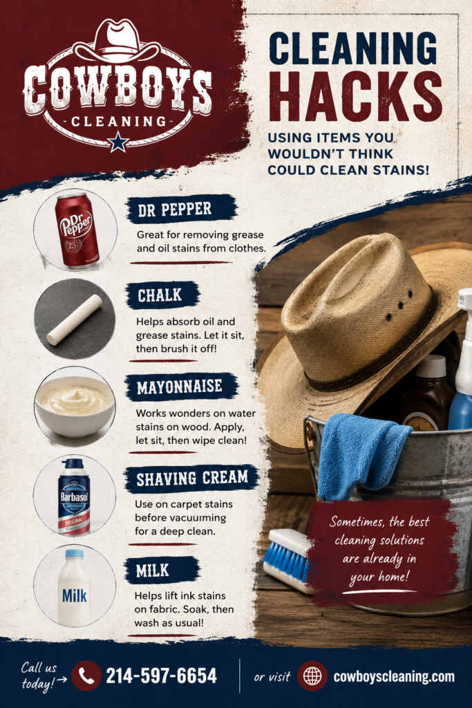 COWBOYS FLYER cleaning hacks with items that we wouldnt think that would help clean stains
