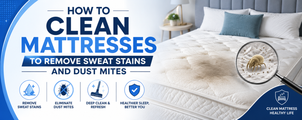 How to Clean Mattresses to Remove Sweat Stains and Dust Mites 1 Clean Mattresses to Remove Sweat Stains & Dust Mites