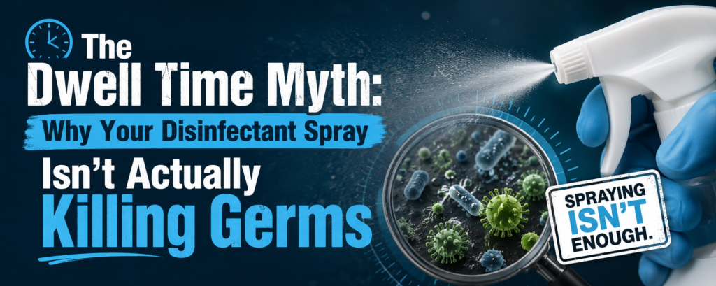 The Dwell Time Myth: Why Your Disinfectant Spray Isn’t Actually Killing Germs 1 The Dwell Time Myth: Why Disinfectant Sprays Fail
