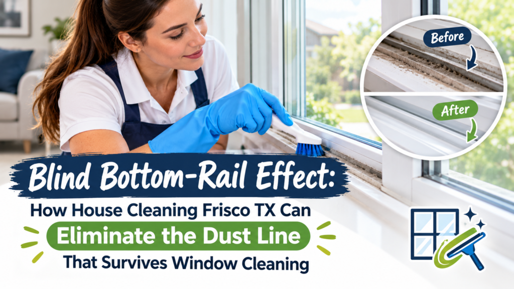 Blind Bottom-Rail Effect: How House Cleaning Frisco TX Can Eliminate the Dust Line That Survives Window Cleaning 1 House Cleaning Frisco TX: Blind Bottom-Rail Dust